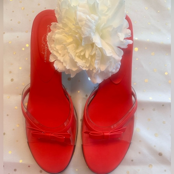 Chinese Laundry 2.5”heel Red bow dressy sandal. EUC..Size 9 - Picture 1 of 5